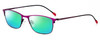 Profile View of Marie Claire MC6213-FUS Designer Polarized Reading Sunglasses with Custom Cut Powered Green Mirror Lenses in Fuchsia Hot Pink Purple Ladies Cateye Full Rim Stainless Steel 52 mm