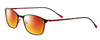 Profile View of Marie Claire MC6214-BKR Designer Polarized Sunglasses with Custom Cut Red Mirror Lenses in Black Red Ladies Cateye Full Rim Stainless Steel 54 mm