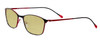 Profile View of Marie Claire MC6214-BKR Designer Polarized Reading Sunglasses with Custom Cut Powered Sun Flower Yellow Lenses in Black Red Ladies Cateye Full Rim Stainless Steel 54 mm