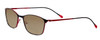 Profile View of Marie Claire MC6214-BKR Designer Polarized Reading Sunglasses with Custom Cut Powered Amber Brown Lenses in Black Red Ladies Cateye Full Rim Stainless Steel 54 mm