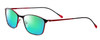 Profile View of Marie Claire MC6214-BKR Designer Polarized Reading Sunglasses with Custom Cut Powered Green Mirror Lenses in Black Red Ladies Cateye Full Rim Stainless Steel 54 mm