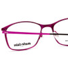 Close Up View of Marie Claire MC6214-PFS Designer Reading Eye Glasses with Custom Cut Powered Lenses in Purple Fuchsia Hot Pink Ladies Cateye Full Rim Stainless Steel 54 mm