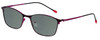 Profile View of Marie Claire MC6214-PFS Designer Polarized Reading Sunglasses with Custom Cut Powered Smoke Grey Lenses in Purple Fuchsia Hot Pink Ladies Cateye Full Rim Stainless Steel 54 mm
