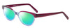 Profile View of Marie Claire MC6215-BGB Designer Polarized Reading Sunglasses with Custom Cut Powered Green Mirror Lenses in Burgundy Red Blue Crystal Fade Ladies Cateye Full Rim Acetate 55 mm
