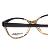 Close Up View of Marie Claire MC6215-BKB Designer Progressive Lens Prescription Rx Eyeglasses in Black Brown Crystal Fade Ladies Cateye Full Rim Acetate 55 mm