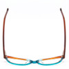 Top View of Marie Claire MC6215-BTU Designer Single Vision Prescription Rx Eyeglasses in Brown Turquoise Blue Crystal Fade Ladies Cateye Full Rim Acetate 55 mm