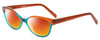 Profile View of Marie Claire MC6215-BTU Designer Polarized Sunglasses with Custom Cut Red Mirror Lenses in Brown Turquoise Blue Crystal Fade Ladies Cateye Full Rim Acetate 55 mm