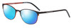 Profile View of Marie Claire MC6216-BOG Designer Polarized Reading Sunglasses with Custom Cut Powered Blue Mirror Lenses in Black Orange Ladies Classic Full Rim Stainless Steel 51 mm