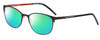 Profile View of Marie Claire MC6216-BOG Designer Polarized Reading Sunglasses with Custom Cut Powered Green Mirror Lenses in Black Orange Ladies Classic Full Rim Stainless Steel 51 mm