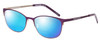 Profile View of Marie Claire MC6216-PGD Designer Polarized Reading Sunglasses with Custom Cut Powered Blue Mirror Lenses in Purple Gold Ladies Classic Full Rim Stainless Steel 51 mm