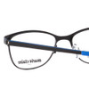 Close Up View of Marie Claire MC6231-BBL Designer Reading Eye Glasses with Custom Cut Powered Lenses in Black Blue Ladies Cateye Full Rim Stainless Steel 51 mm