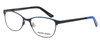 Profile View of Marie Claire MC6231-BBL Designer Blue Light Blocking Eyeglasses in Black Blue Ladies Cateye Full Rim Stainless Steel 51 mm