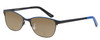 Profile View of Marie Claire MC6231-BBL Designer Polarized Reading Sunglasses with Custom Cut Powered Amber Brown Lenses in Black Blue Ladies Cateye Full Rim Stainless Steel 51 mm