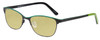 Profile View of Marie Claire MC6231-BGN Designer Polarized Reading Sunglasses with Custom Cut Powered Sun Flower Yellow Lenses in Black Green Ladies Cateye Full Rim Stainless Steel 51 mm