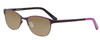 Profile View of Marie Claire MC6231-BKL Designer Polarized Sunglasses with Custom Cut Amber Brown Lenses in Black Lavender Purple Ladies Cateye Full Rim Stainless Steel 51 mm