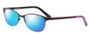 Profile View of Marie Claire MC6231-BKL Designer Polarized Reading Sunglasses with Custom Cut Powered Blue Mirror Lenses in Black Lavender Purple Ladies Cateye Full Rim Stainless Steel 51 mm