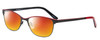 Profile View of Marie Claire MC6231-BKR Designer Polarized Sunglasses with Custom Cut Red Mirror Lenses in Black Red Ladies Cateye Full Rim Stainless Steel 51 mm