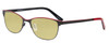 Profile View of Marie Claire MC6231-BKR Designer Polarized Reading Sunglasses with Custom Cut Powered Sun Flower Yellow Lenses in Black Red Ladies Cateye Full Rim Stainless Steel 51 mm