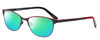 Profile View of Marie Claire MC6231-BKR Designer Polarized Reading Sunglasses with Custom Cut Powered Green Mirror Lenses in Black Red Ladies Cateye Full Rim Stainless Steel 51 mm