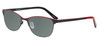 Profile View of Marie Claire MC6231-BKR Designer Polarized Reading Sunglasses with Custom Cut Powered Smoke Grey Lenses in Black Red Ladies Cateye Full Rim Stainless Steel 51 mm