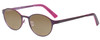 Profile View of Marie Claire MC6236-PRE Designer Polarized Reading Sunglasses with Custom Cut Powered Amber Brown Lenses in Purple Red Ladies Round Full Rim Stainless Steel 46 mm