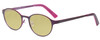 Profile View of Marie Claire MC6236-PRE Designer Polarized Reading Sunglasses with Custom Cut Powered Sun Flower Yellow Lenses in Purple Red Ladies Round Full Rim Stainless Steel 46 mm