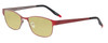 Profile View of Marie Claire MC6239-BUR Designer Polarized Reading Sunglasses with Custom Cut Powered Sun Flower Yellow Lenses in Burgundy Red Black Ladies Classic Full Rim Stainless Steel 49 mm
