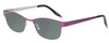 Profile View of Marie Claire MC6239-LAV Designer Polarized Sunglasses with Custom Cut Smoke Grey Lenses in Lavender Purple Black Ladies Classic Full Rim Stainless Steel 49 mm