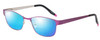 Profile View of Marie Claire MC6239-LAV Designer Polarized Reading Sunglasses with Custom Cut Powered Blue Mirror Lenses in Lavender Purple Black Ladies Classic Full Rim Stainless Steel 49 mm
