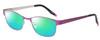 Profile View of Marie Claire MC6239-LAV Designer Polarized Reading Sunglasses with Custom Cut Powered Green Mirror Lenses in Lavender Purple Black Ladies Classic Full Rim Stainless Steel 49 mm