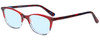 Profile View of Marie Claire MC6240-BGB Designer Progressive Lens Blue Light Blocking Eyeglasses in Burgundy Red Crystal Blue Fade Ladies Cateye Full Rim Acetate 48 mm