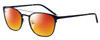 Profile View of Marie Claire MC6248-NVY Designer Polarized Sunglasses with Custom Cut Red Mirror Lenses in Navy Blue Ladies Classic Full Rim Stainless Steel 49 mm