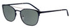 Profile View of Marie Claire MC6248-NVY Designer Polarized Reading Sunglasses with Custom Cut Powered Smoke Grey Lenses in Navy Blue Ladies Classic Full Rim Stainless Steel 49 mm