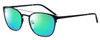 Profile View of Marie Claire MC6248-NVY Designer Polarized Reading Sunglasses with Custom Cut Powered Green Mirror Lenses in Navy Blue Ladies Classic Full Rim Stainless Steel 49 mm