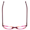 Top View of Marie Claire MC6249-RUB Designer Reading Eye Glasses with Custom Cut Powered Lenses in Ruby Red Crystal Pink Ladies Cateye Full Rim Acetate 47 mm