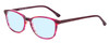 Profile View of Marie Claire MC6249-RUB Designer Progressive Lens Blue Light Blocking Eyeglasses in Ruby Red Crystal Pink Ladies Cateye Full Rim Acetate 47 mm