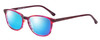 Profile View of Marie Claire MC6249-RUB Designer Polarized Sunglasses with Custom Cut Blue Mirror Lenses in Ruby Red Crystal Pink Ladies Cateye Full Rim Acetate 47 mm