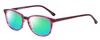 Profile View of Marie Claire MC6249-RUB Designer Polarized Reading Sunglasses with Custom Cut Powered Green Mirror Lenses in Ruby Red Crystal Pink Ladies Cateye Full Rim Acetate 47 mm