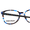 Close Up View of Marie Claire MC6249-SAP Designer Single Vision Prescription Rx Eyeglasses in Sapphire Blue Crystal Marble Ladies Cateye Full Rim Acetate 47 mm