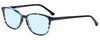 Profile View of Marie Claire MC6249-SAP Designer Blue Light Blocking Eyeglasses in Sapphire Blue Crystal Marble Ladies Cateye Full Rim Acetate 47 mm