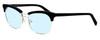 Profile View of Marie Claire MC6251-SIB Designer Progressive Lens Blue Light Blocking Eyeglasses in Silver Black Ladies Cateye Full Rim Stainless Steel 53 mm