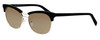 Profile View of Marie Claire MC6251-SIB Designer Polarized Reading Sunglasses with Custom Cut Powered Amber Brown Lenses in Silver Black Ladies Cateye Full Rim Stainless Steel 53 mm