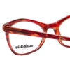 Close Up View of Marie Claire MC6252-BUT Designer Reading Eye Glasses with Custom Cut Powered Lenses in Burgundy Red Tortoise Havana Ladies Cateye Full Rim Acetate 53 mm