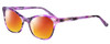 Profile View of Marie Claire MC6252-PTO Designer Polarized Sunglasses with Custom Cut Red Mirror Lenses in Purple Tortoise Havana Ladies Cateye Full Rim Acetate 53 mm