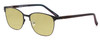Profile View of Marie Claire MC6259-BLK Designer Polarized Reading Sunglasses with Custom Cut Powered Sun Flower Yellow Lenses in Black Ladies Cateye Full Rim Stainless Steel 49 mm