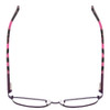 Top View of Marie Claire MC6259-PUR Designer Reading Eye Glasses with Custom Cut Powered Lenses in Purple Marble Pink Ladies Cateye Full Rim Stainless Steel 49 mm