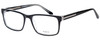 Profile View of Big&Tall 21 Designer Blue Light Blocking Eyeglasses in Black Crystal Mens Rectangle Full Rim Acetate 57 mm
