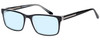 Profile View of Big&Tall 21 Designer Progressive Lens Blue Light Blocking Eyeglasses in Black Crystal Mens Rectangle Full Rim Acetate 57 mm