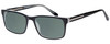 Profile View of Big&Tall 21 Designer Polarized Sunglasses with Custom Cut Smoke Grey Lenses in Black Crystal Mens Rectangle Full Rim Acetate 57 mm