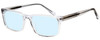 Profile View of Big&Tall 21 Designer Progressive Lens Blue Light Blocking Eyeglasses in Crystal Transparent Mens Rectangle Full Rim Acetate 57 mm